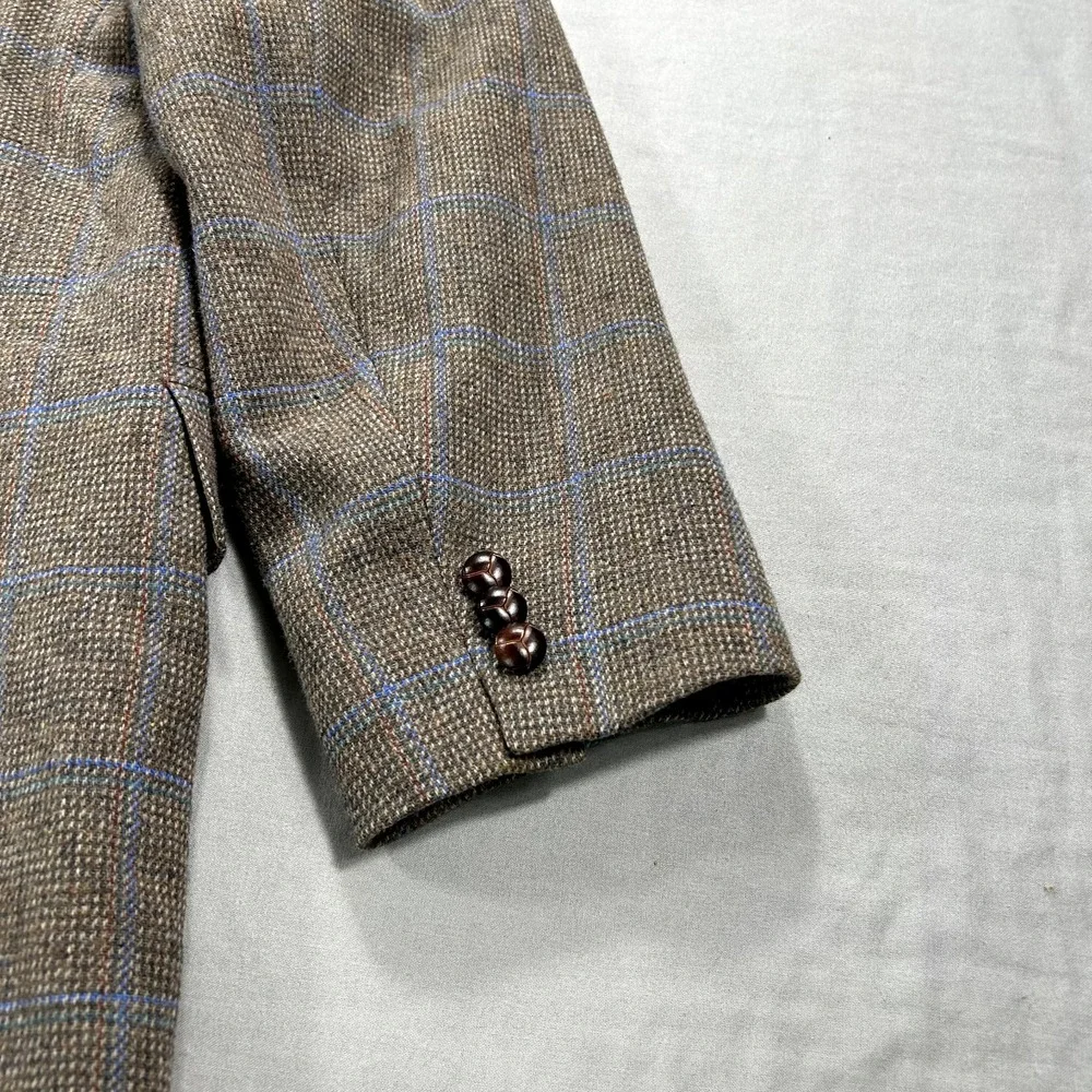VINTAGE Pendleton‎ Blazer Mens 42 Brown Check Wool Sport Coat Jacket 80s